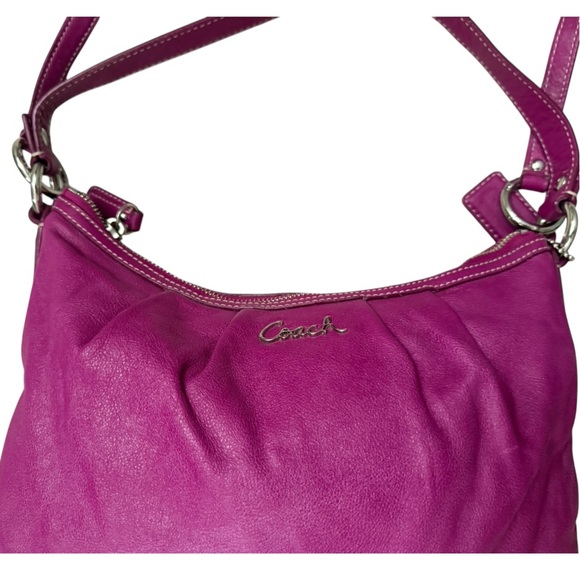 Coach Fuchsia Leather Shoulder Bag - Picture 7 of 12
